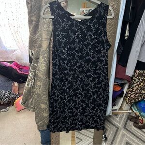 Ronni Nicole Black Sleeveless Mini Dress with Light Blue Floral Print